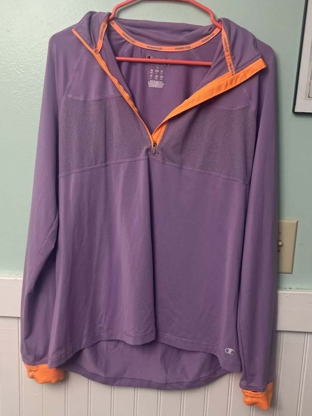 Champion Performance 1/4 Zip Pullover Size L Purple Orange